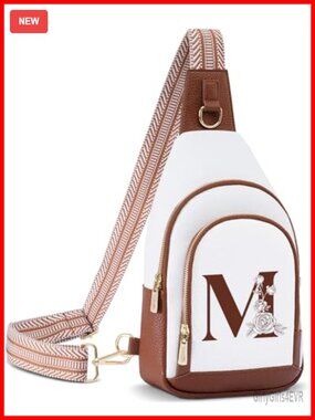 Personalized Crossbody Bag with Initial Letter, PU Leather Sling Bag for Travel